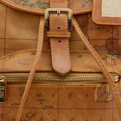 Alviero Martini 1A Classe Tan Geo Print Coated Canvas and Leather Backpack