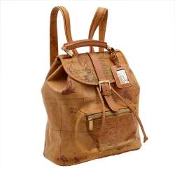 Alviero Martini 1A Classe Tan Geo Print Coated Canvas and Leather Backpack