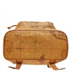 Alviero Martini 1A Classe Tan Geo Print Coated Canvas and Leather Backpack