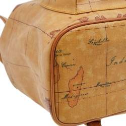 Alviero Martini 1A Classe Tan Geo Print Coated Canvas and Leather Backpack