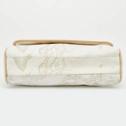 Pre Owned Alviero Martini 1A Classe White Coated Canvas and Leather Shoulder Bag