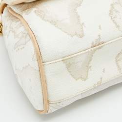 Pre Owned Alviero Martini 1A Classe White Coated Canvas and Leather Shoulder Bag