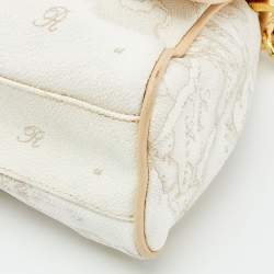 Pre Owned Alviero Martini 1A Classe White Coated Canvas and Leather Shoulder Bag