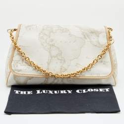 Pre Owned Alviero Martini 1A Classe White Coated Canvas and Leather Shoulder Bag