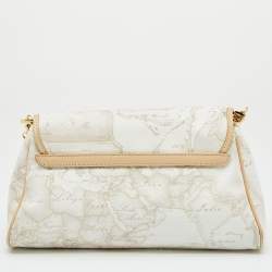 Pre Owned Alviero Martini 1A Classe White Coated Canvas and Leather Shoulder Bag