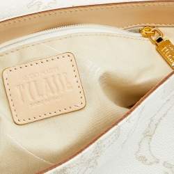 Pre Owned Alviero Martini 1A Classe White Coated Canvas and Leather Shoulder Bag