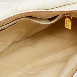 Pre Owned Alviero Martini 1A Classe White Coated Canvas and Leather Shoulder Bag