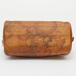 Pre Owned Alviero Martini 1A Classe Tan Geo Print Coated Canvas and Leather Satchel