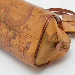 Pre Owned Alviero Martini 1A Classe Tan Geo Print Coated Canvas and Leather Satchel