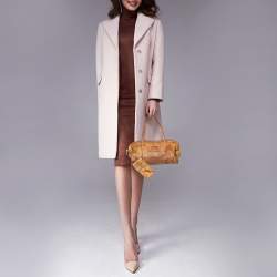 Pre Owned Alviero Martini 1A Classe Tan Geo Print Coated Canvas and Leather Satchel