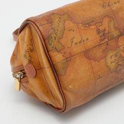 Pre Owned Alviero Martini 1A Classe Tan Geo Print Coated Canvas and Leather Satchel