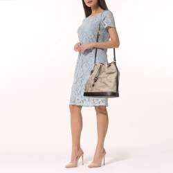 Pre Owned Alviero Martini 1A Classe Brown/Beige Coated Canvas and Leather Geo Classic Bucket Bag