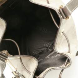 Pre Owned Alviero Martini 1A Classe Brown/Beige Coated Canvas and Leather Geo Classic Bucket Bag