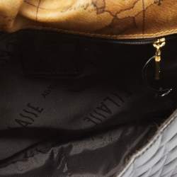 Alviero Martini 1A Classe Dark Brown Croc Embossed Leather and Canvas Hobo 
