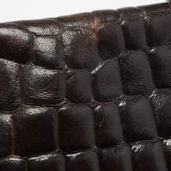Alviero Martini 1A Classe Dark Brown Croc Embossed Leather and Canvas Hobo 