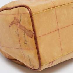 Pre Owned Alviero Martini 1A Classe Brown Geo Print Coated Canvas And Leather Satchel