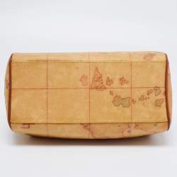 Pre Owned Alviero Martini 1A Classe Brown Geo Print Coated Canvas And Leather Satchel