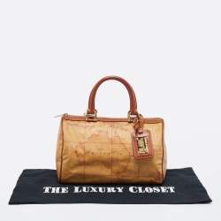 Pre Owned Alviero Martini 1A Classe Brown Geo Print Coated Canvas And Leather Satchel
