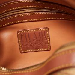 Pre Owned Alviero Martini 1A Classe Brown Geo Print Coated Canvas And Leather Satchel