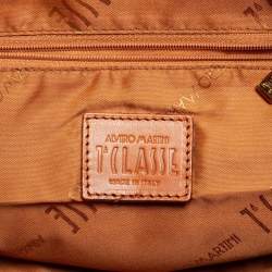 Pre Owned Alviero Martini 1A Classe Beige/Brown Geo Print Coated Canvas/Python Leather Front Pocket Tote