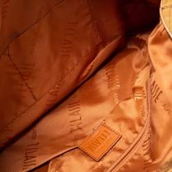 Pre Owned Alviero Martini 1A Classe Beige/Brown Geo Print Coated Canvas/Python Leather Front Pocket Tote