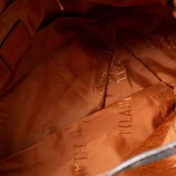 Pre Owned Alviero Martini 1A Classe Beige/Brown Geo Print Coated Canvas/Python Leather Front Pocket Tote