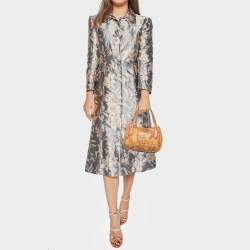 Pre Owned Alviero Martini 1A Classe Tan/Brown Geo Print Coated Canvas And Leather Satchel