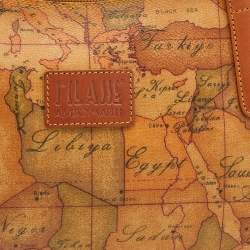 Pre Owned Alviero Martini 1A Classe Tan/Brown Geo Print Coated Canvas And Leather Satchel