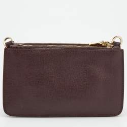 Alivero Martini 1A Classe Burgundy/Beige Leather and Coated Canvas Zip Crossbody Bag