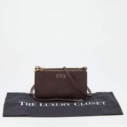 Alivero Martini 1A Classe Burgundy/Beige Leather and Coated Canvas Zip Crossbody Bag