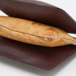 Alivero Martini 1A Classe Burgundy/Beige Leather and Coated Canvas Zip Crossbody Bag