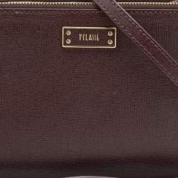 Alivero Martini 1A Classe Burgundy/Beige Leather and Coated Canvas Zip Crossbody Bag