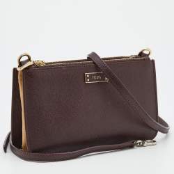 Alivero Martini 1A Classe Burgundy/Beige Leather and Coated Canvas Zip Crossbody Bag