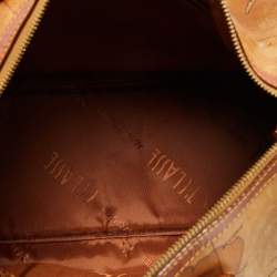 Pre Owned Alviero Martini 1A Classe Tan Geo Classic Print Coated Canvas and Leather Boston Satchel