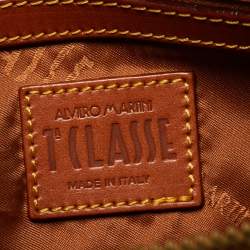 Pre Owned Alviero Martini 1A Classe Tan Geo Classic Print Coated Canvas and Leather Boston Satchel