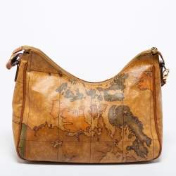 Pre Owned Alviero Martini 1A Classe Coated Canvass and Leather Zip Shoulder Bag