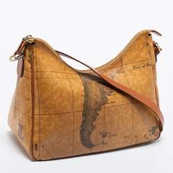 Pre Owned Alviero Martini 1A Classe Coated Canvass and Leather Zip Shoulder Bag