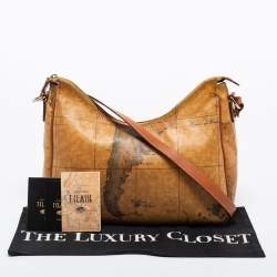 Pre Owned Alviero Martini 1A Classe Coated Canvass and Leather Zip Shoulder Bag