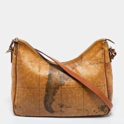 Pre Owned Alviero Martini 1A Classe Coated Canvass and Leather Zip Shoulder Bag