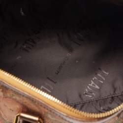 Alviero Martini 1A Classe Gold/Bronze Geo Classic Print Coated Canvas and Leather Boston Satchel