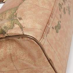 Alviero Martini 1A Classe Gold/Bronze Geo Classic Print Coated Canvas and Leather Boston Satchel