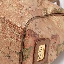 Alviero Martini 1A Classe Gold/Bronze Geo Classic Print Coated Canvas and Leather Boston Satchel