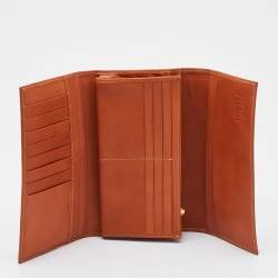 Pre Owned Alviero Martini 1A Classe Tan Geo Print Coated Canvas and Leather Flap Continental Wallet