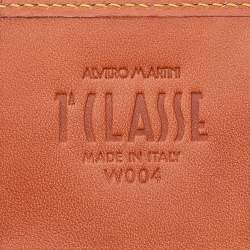 Pre Owned Alviero Martini 1A Classe Tan Geo Print Coated Canvas and Leather Flap Continental Wallet