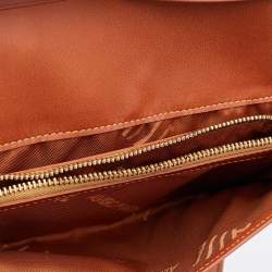 Pre Owned Alviero Martini 1A Classe Tan Geo Print Coated Canvas and Leather Flap Continental Wallet