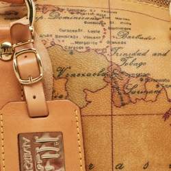 Pre Owned Alviero Martini 1A Classe Tan Coated Canvas and Leather Bauletto Boston Bag