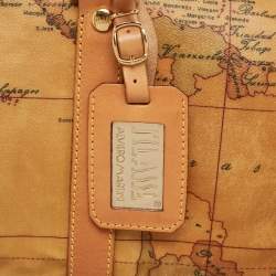 Pre Owned Alviero Martini 1A Classe Tan Coated Canvas and Leather Bauletto Boston Bag