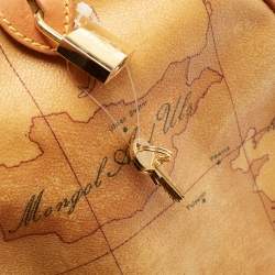 Pre Owned Alviero Martini 1A Classe Tan Coated Canvas and Leather Bauletto Boston Bag