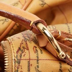 Pre Owned Alviero Martini 1A Classe Tan Coated Canvas and Leather Bauletto Boston Bag