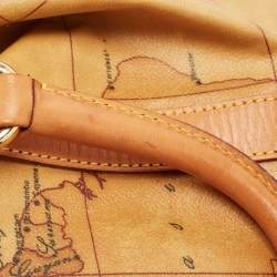 Pre Owned Alviero Martini 1A Classe Tan Coated Canvas and Leather Bauletto Boston Bag
